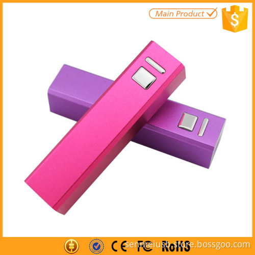 Aluminum Square Tube Powerbanks Portable Power Bank 2600mAh